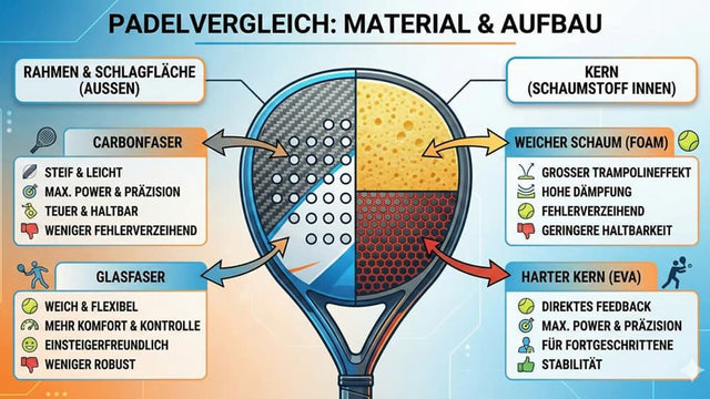 Carbon vs Fiberglas Padelschläger: Unterschiede, Vor- und Nachteile und Kaufcheck für deinen Spielstil