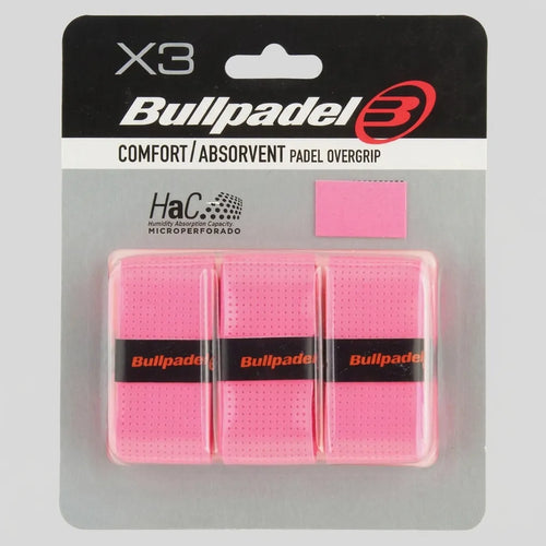 Bullpadel GB1201 Komfort Overgrip Perforiert Pink Fluor – 3er Blister - Ansicht 1