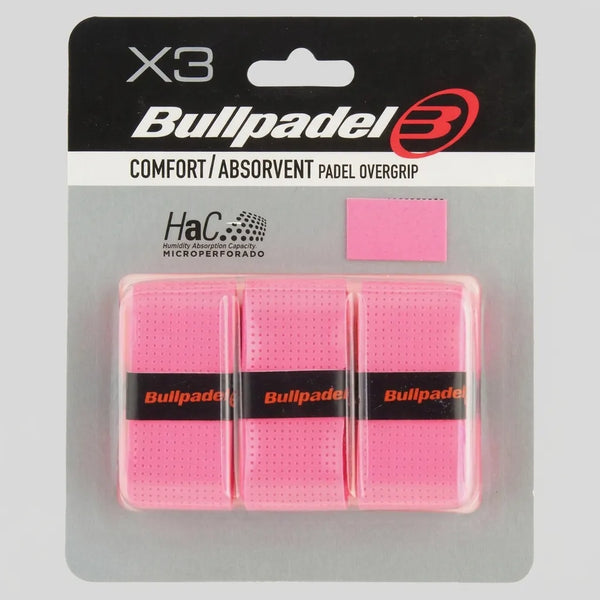 Bullpadel GB1201 Komfort Overgrip Perforiert Pink Fluor – 3er Blister - Ansicht 1